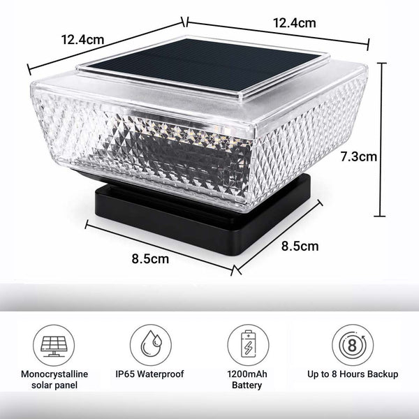 IFITech Solar Pillar Light | Designer Solar Gate Light | Auto ON/OFF Waterproof Outdoor Lights (Pack Of 2)