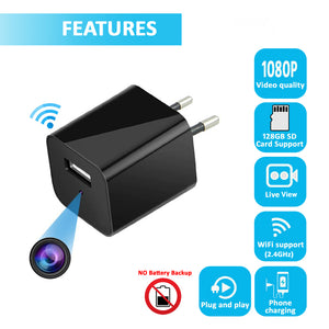 IFITech IFIADPTCAMWiFi 1080P USB WiFi Charger Camera||Video Audio Recording