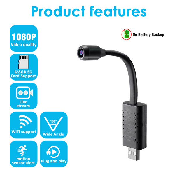 Eye4Spy Hidden Camera USB Interface – 1080P WiFi Mini Flexible Neck Camera