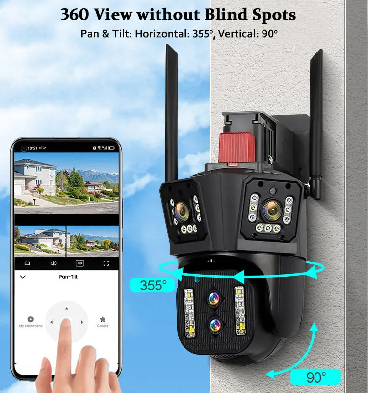 IFITech 16MP 8K Ultra HD Four-Lens PTZ Security Camera