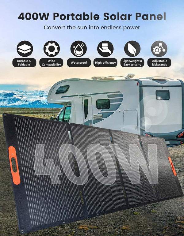 IFITech Portable 400W Solar Panel, Foldable Solar Charger – Lightweight, Durable, and Compatible with Most 40V Portable Solar Generators and Power Stations for RV, Camping, and Home Use