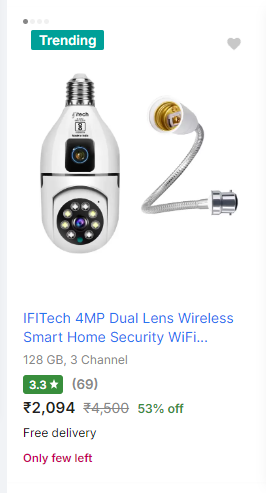 IFITech 4MP Dual Lens Smart Home Security WiFi Camera | 2 Megapixel Each Lens (Fixed & PTZ)