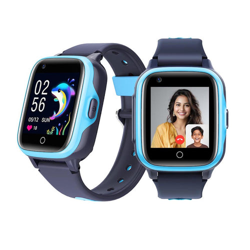 Smartwatch with blue and black band on a white background