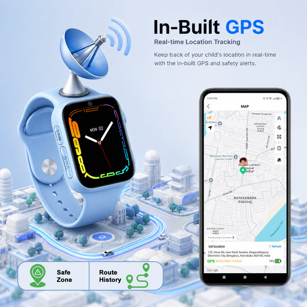 SeTracker Kids Smart Watch for Boys Girls - L1G | GPS Tracking | 4G SIM Support | Video Calling