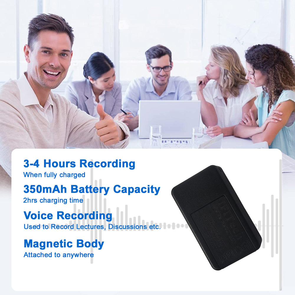 IFITech Magnetic Mini Rechargeable Hidden Voice Recorder with Auto Call Receiver Ideal for Lectures, Meetings, Interviews