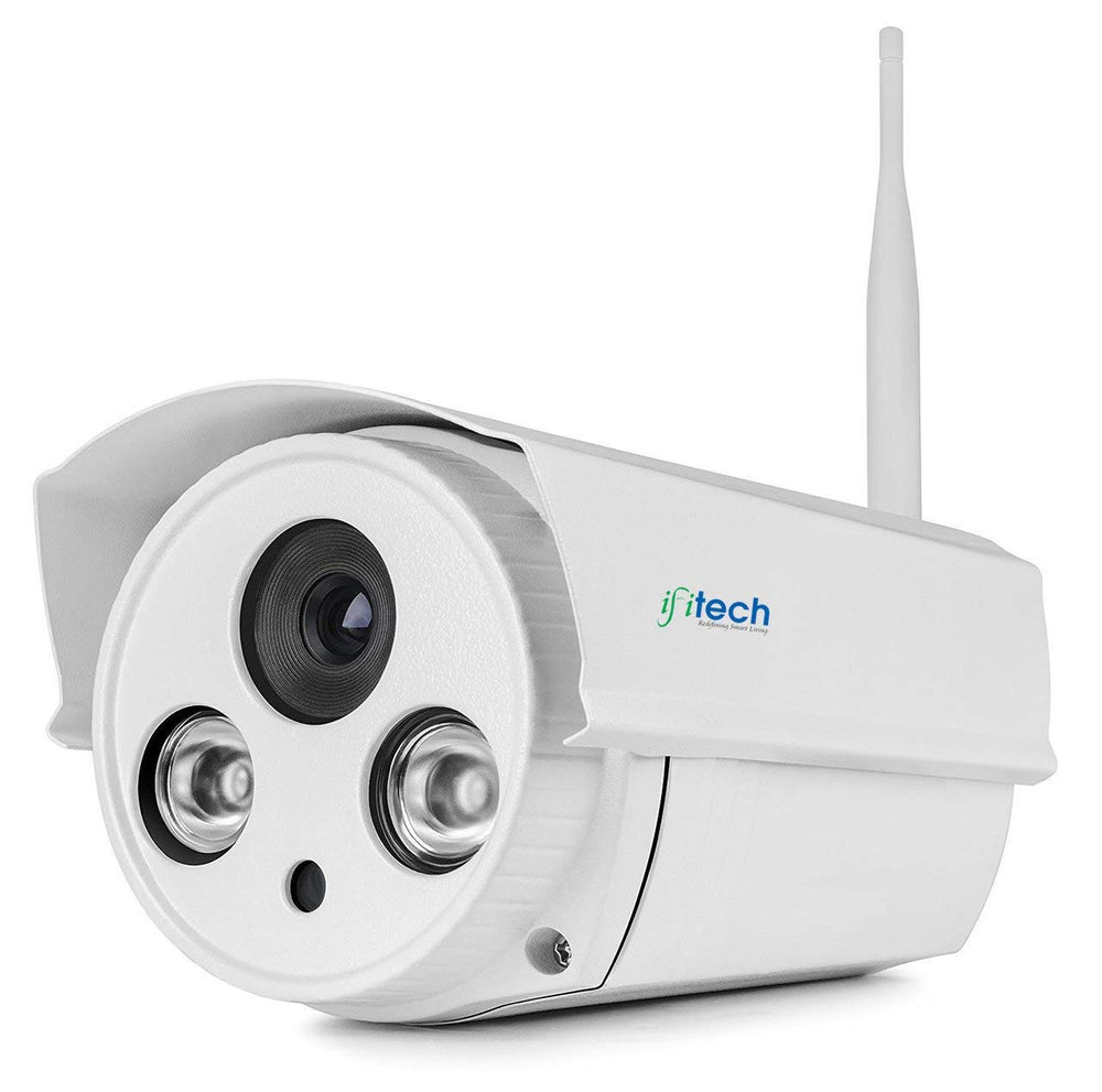 IFITech HD 1080P WiFi/Wired, Motion Activated, Burglar Deterrent, DIY Outdoor Security Camera (White)