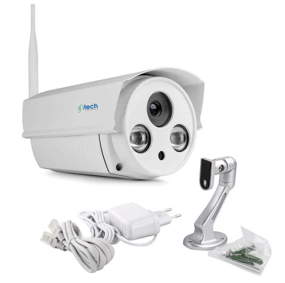 IFITech HD 1080P WiFi/Wired, Motion Activated, Burglar Deterrent, DIY Outdoor Security Camera (White)