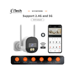 ifitech security camera system with smartphone app on a white background