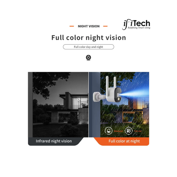 ifitech security camera with night vision features on a white background