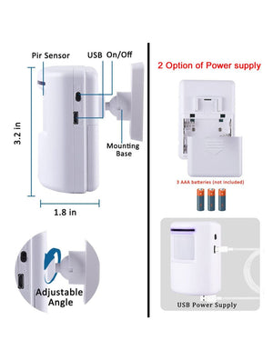 IFITech Wireless PIR Motion Sensor Security Door Alarm with 38 Chime Tunes