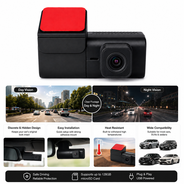 IFITech Full HD WiFi Car Dash Camera, 140° Wide Angle, Mobile App, Loop Recording, G-Sensor, Parking Monitoring, Supports Up to 128GB