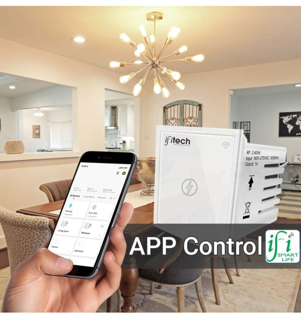 IFITech  WiFi Smart Touch Switch  (1 Gang)|Compatible  with Alexa/Google Home | App Control