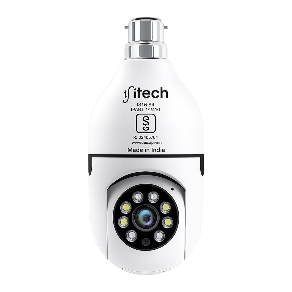 IFITech 2MP HD Wi-Fi Pan/Tilt Bulb Camera - V380 App