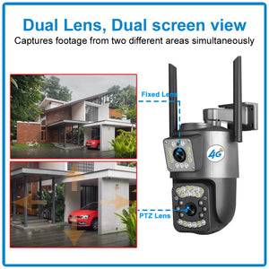 IFITech 4MP Dual-Lens Outdoor CCTV Camera | Smart Home Security Camera with Ethernet & SIM Card Connectivity | 360° Coverage