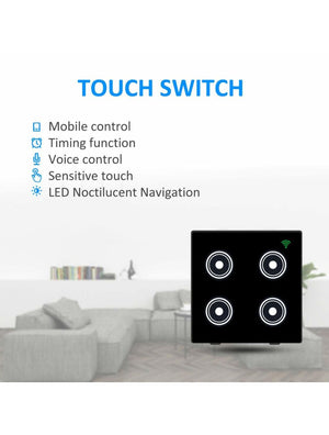 IFITech  WiFi Smart Touch Switch (4 Gang) |Compatible  with Alexa/Google Home | App Control