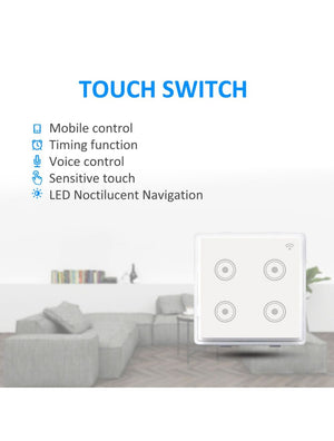 IFITech  WiFi Smart Touch Switch (4 Gang) |Compatible  with Alexa/Google Home | App Control