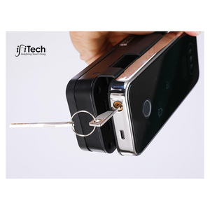 Smart lock mechanism with key and ifiTech branding on a white background