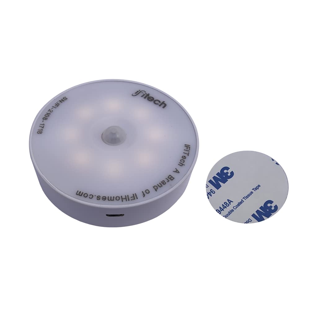 IFITech 8 LED Motion Sensor Light,Rechargeable Battery Step Light - Warm White